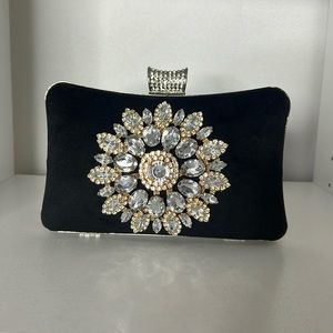 Black Velvet Embellished Clutch
